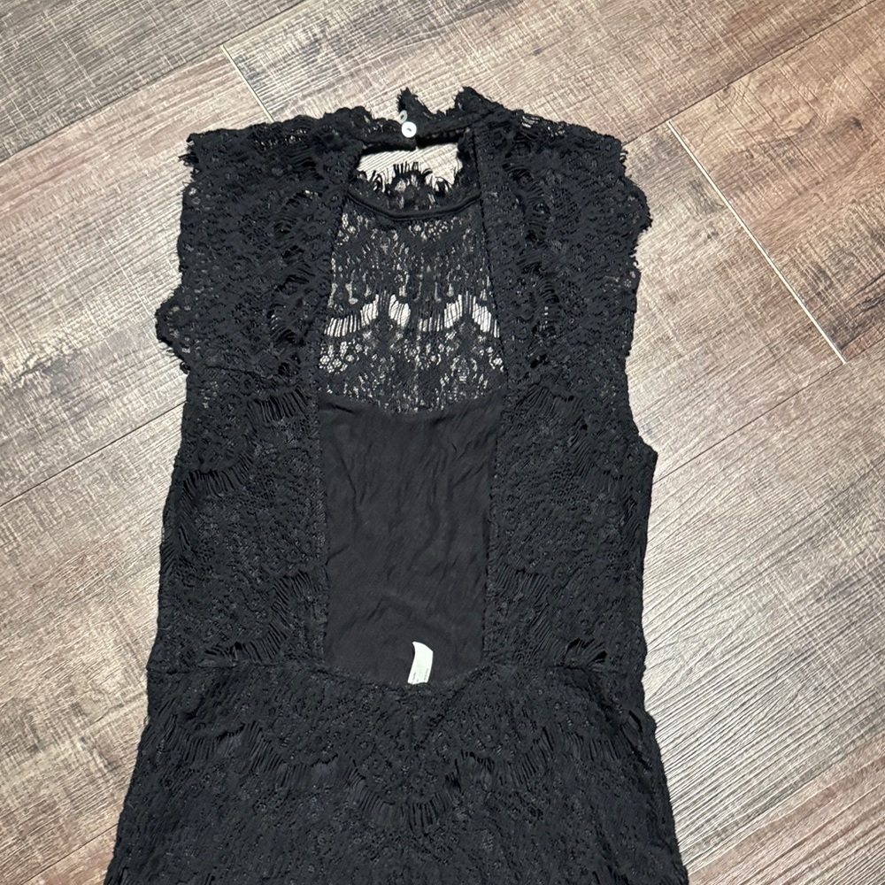 Free People Open Back Black Lace Dress - Picture 5 of 9